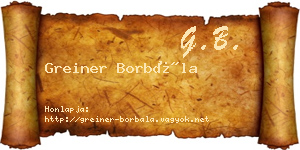 Greiner Borbála névjegykártya